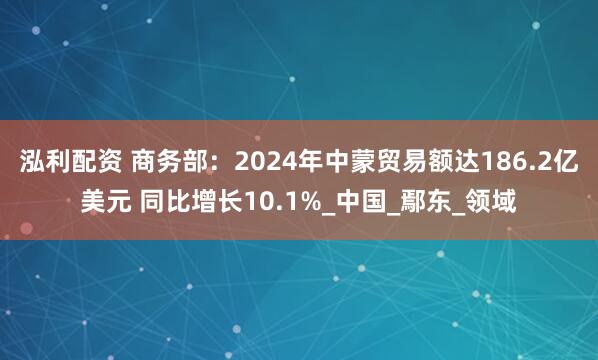 泓利配资 商务部：2024年中蒙贸易额达186.2亿美元 同比增长10.1%_中国_鄢东_领域